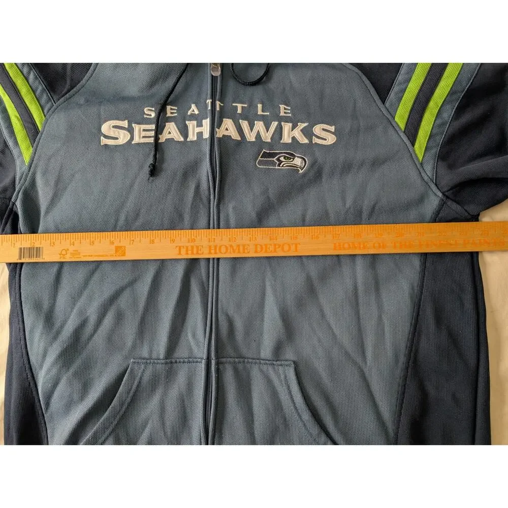 Vintage Reebok NFL Seattle Seahawks Full Zip Hoodie Men’s Large - Blue/Grey - Picture 5 of 10